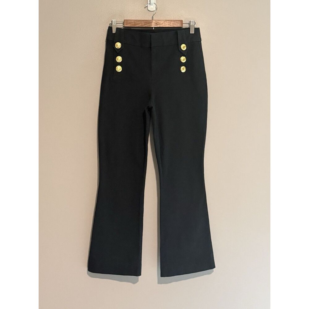 Lilly Pulitzer Parrish Crop Flare Pants Black Sailor Gold Buttons Preppy Size 4 - Picture 6 of 14